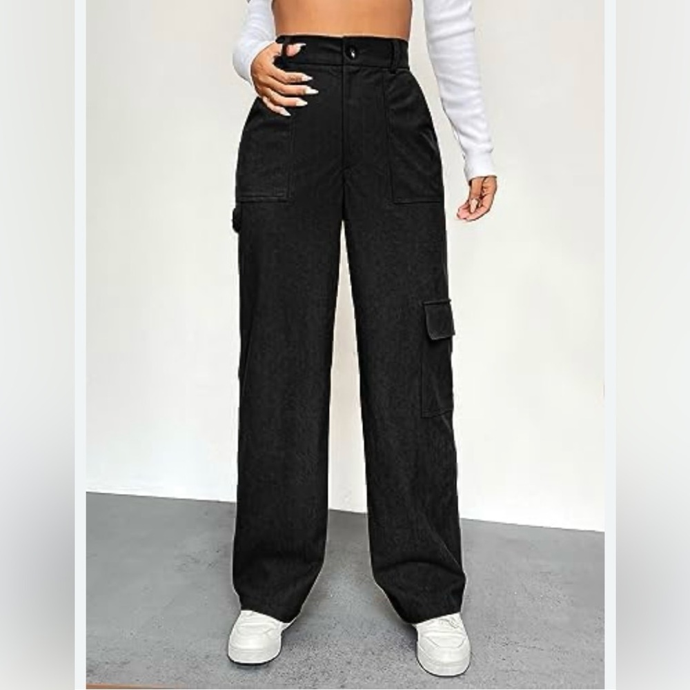 VETIOR High Waisted Loose Fit Baggy Corduroy Parachute Cargo Pants Size XL